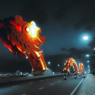 Dragon bridge fire and water show